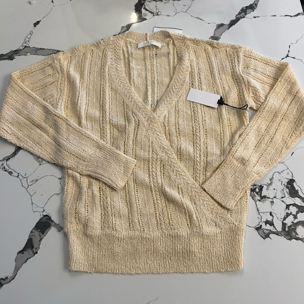 ASTR the Label Wrap Front Pointelle
Sweater in Cream